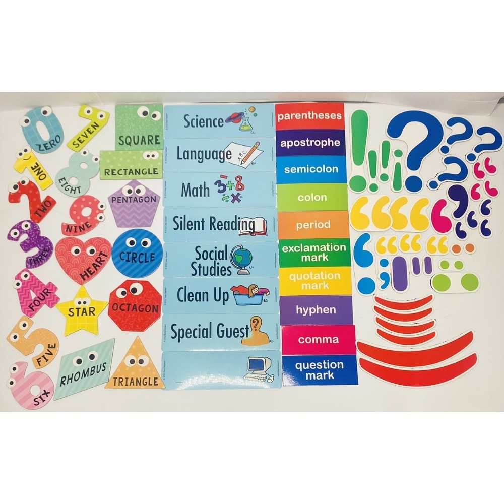 Classroom Magnets Mixed Lot Shapes, Numbers, Punctuations Time Management